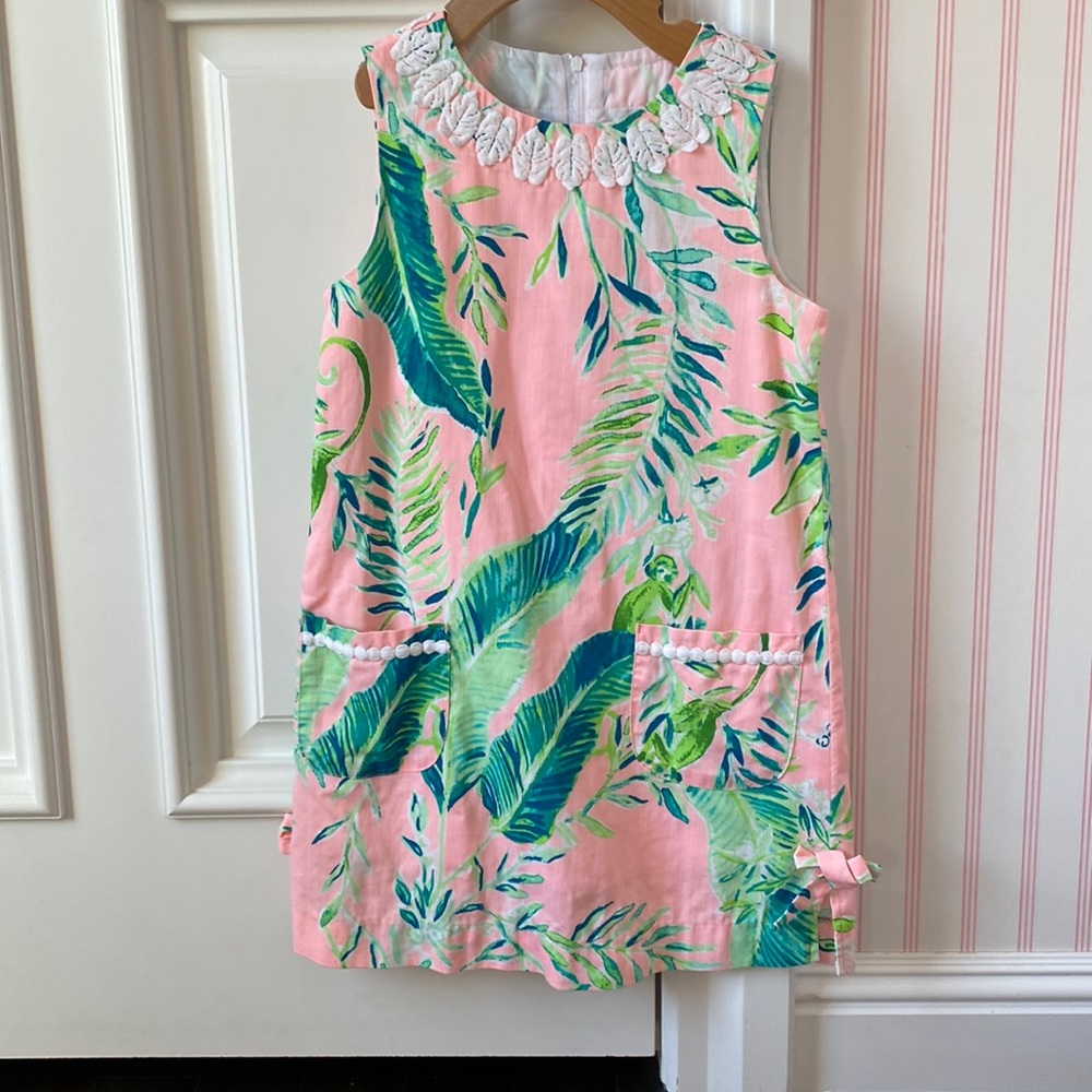 Girls Size 8 Lilly Pulitzer Shift Dress Pink and Green